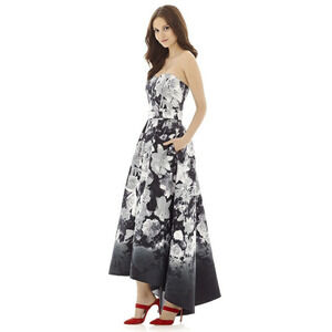 Alfred Sung D699FP Boho Floral Print‎ Hi-Low Bridesmaid Dress Size 0